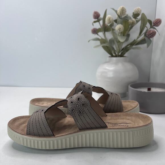 Easy Street Taj Comfort Wave Platform Slide Sandals Natural Women's 6 Tried On - Picture 6 of 9